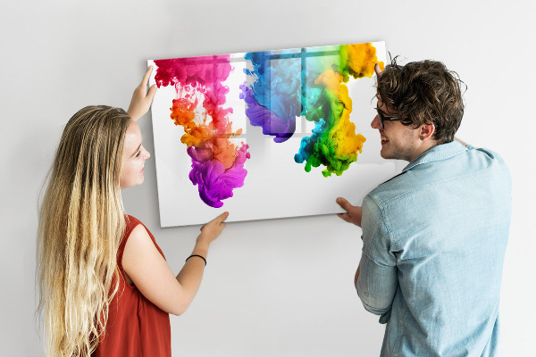 Magnettafel zum schreiben Bunte Wolken mit persönlichen Fotos