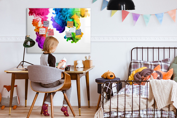 Magnettafel zum schreiben Bunte Wolken mit persönlichen Fotos