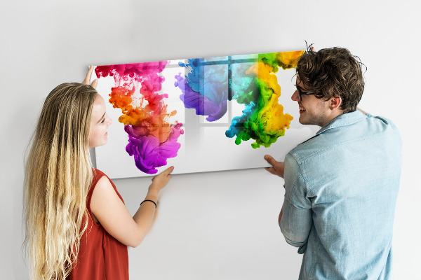 Magnettafel zum schreiben Bunte Wolken mit persönlichen Fotos