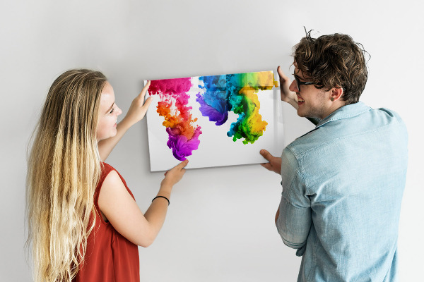 Magnettafel zum schreiben Bunte Wolken mit persönlichen Fotos