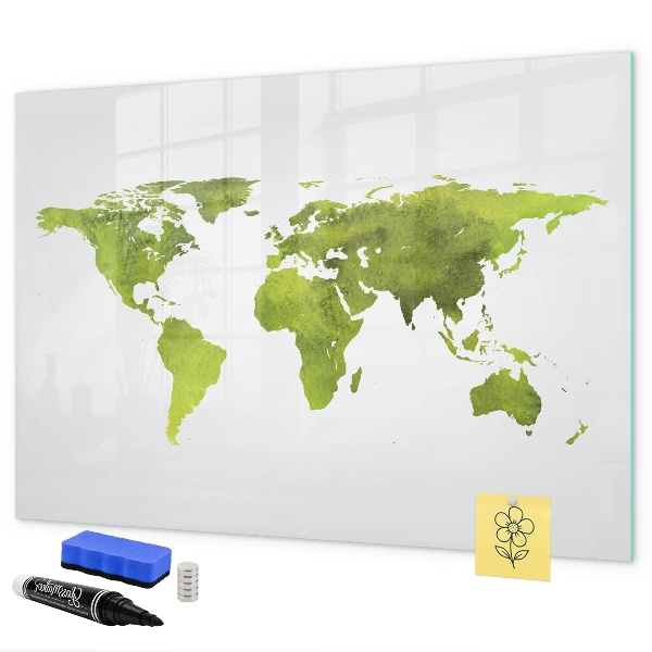 Magnettafel zum schreiben Weltkarte mit Fotostandorten