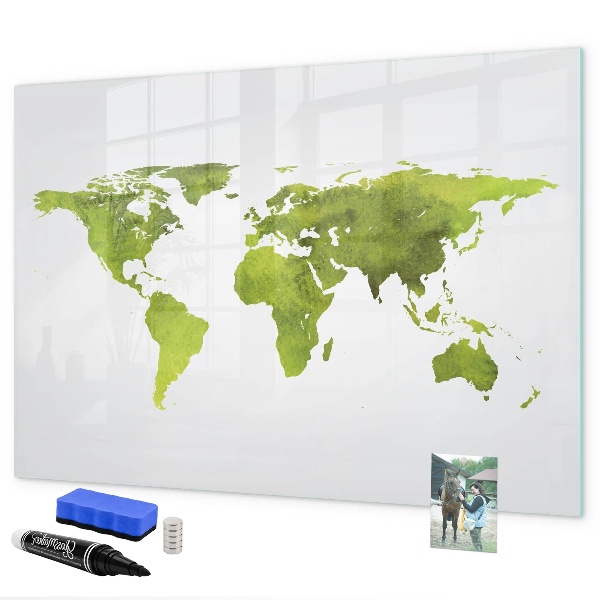 Magnettafel zum schreiben Weltkarte mit Fotostandorten