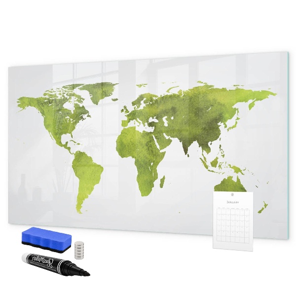 Magnettafel zum schreiben Weltkarte mit Fotostandorten