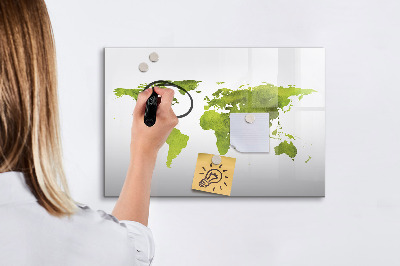 Magnettafel zum schreiben Weltkarte mit Fotostandorten