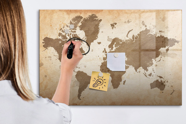Schreib magnettafel Weltkarte mit Fotostandorten