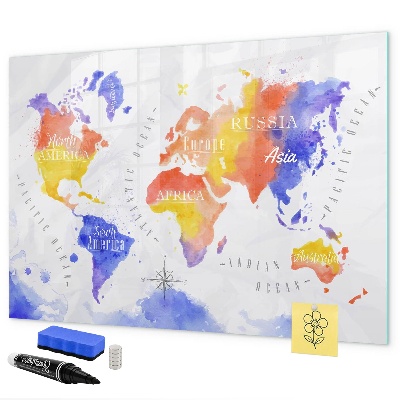 Magnettafel zum schreiben Bunte Weltkarte mit Fotos