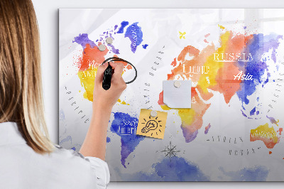 Magnettafel zum schreiben Bunte Weltkarte mit Fotos