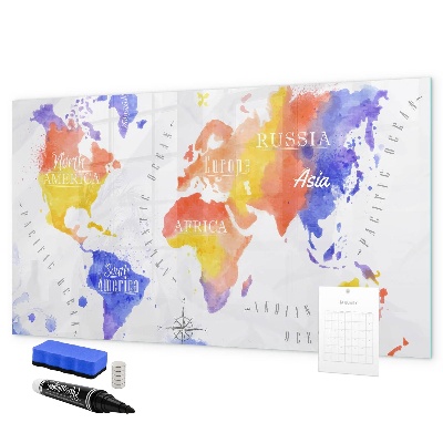 Magnettafel zum schreiben Bunte Weltkarte mit Fotos