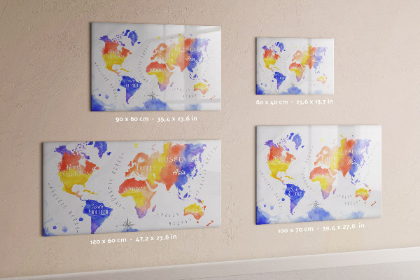 Magnettafel zum schreiben Bunte Weltkarte mit Fotos