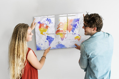 Magnettafel zum schreiben Bunte Weltkarte mit Fotos