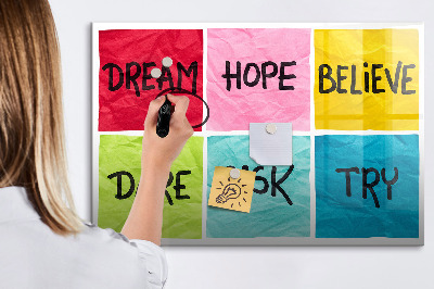 Schreib magnettafel Inspirierende Slogans für Taten und Träume