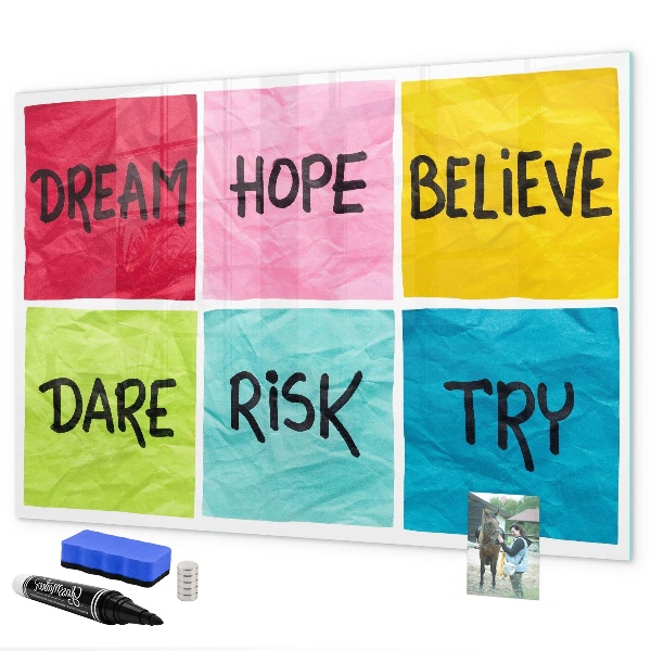 Schreib magnettafel Inspirierende Slogans für Taten und Träume