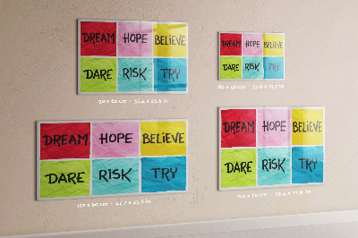 Schreib magnettafel Inspirierende Slogans für Taten und Träume