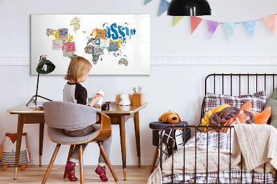 Magnettafel zum schreiben Weltkarte mit Fotostandorten