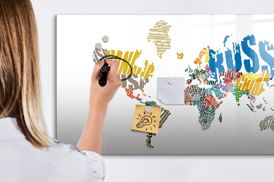 Magnettafel zum schreiben Weltkarte mit Fotostandorten