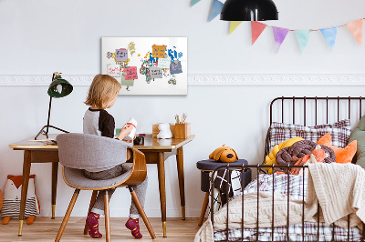Magnettafel zum schreiben Weltkarte mit Fotostandorten