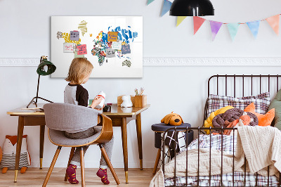 Magnettafel zum schreiben Weltkarte mit Fotostandorten