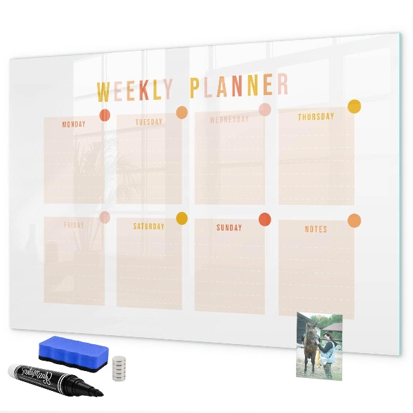 Magnettafel zum schreiben Wochenplaner mit Platz für Fotos