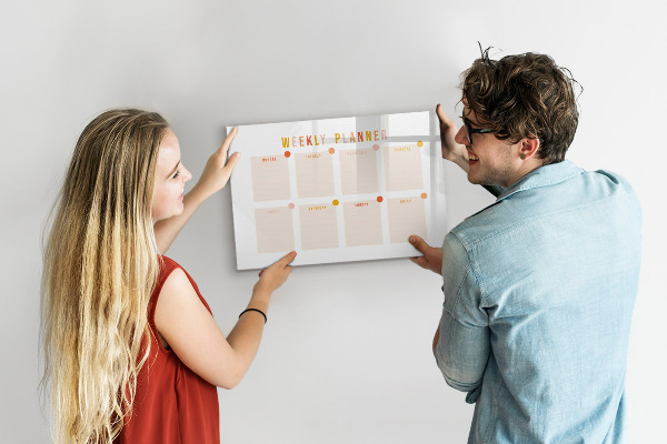 Magnettafel zum schreiben Wochenplaner mit Platz für Fotos