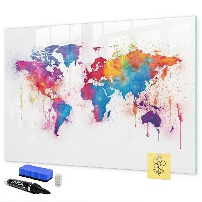 Magnettafel zum schreiben Bunte Weltkarte mit Fotos