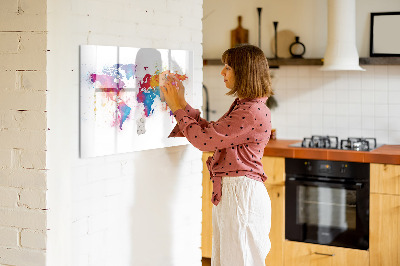 Magnettafel zum schreiben Bunte Weltkarte mit Fotos