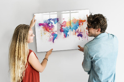 Magnettafel zum schreiben Bunte Weltkarte mit Fotos