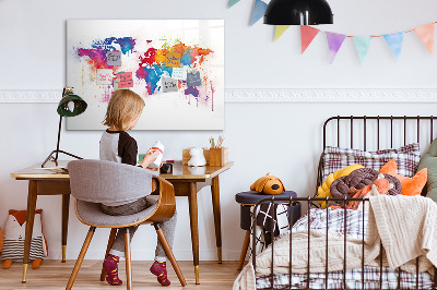 Magnettafel zum schreiben Bunte Weltkarte mit Fotos
