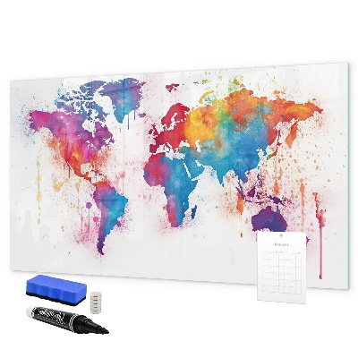 Magnettafel zum schreiben Bunte Weltkarte mit Fotos