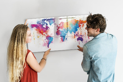 Magnettafel zum schreiben Bunte Weltkarte mit Fotos