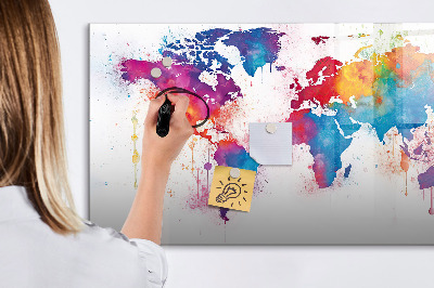 Magnettafel zum schreiben Bunte Weltkarte mit Fotos