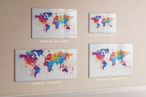 Magnettafel zum schreiben Bunte Weltkarte mit Fotos