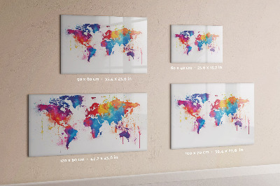 Magnettafel zum schreiben Bunte Weltkarte mit Fotos