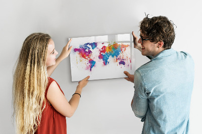 Magnettafel zum schreiben Bunte Weltkarte mit Fotos
