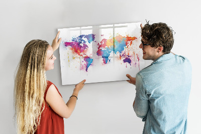Magnettafel zum schreiben Bunte Weltkarte mit Fotos