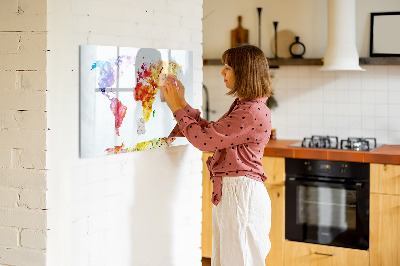Magnettafel zum schreiben Bunte Weltkarte mit Fotos