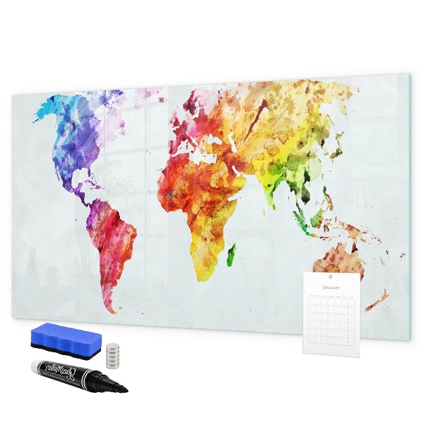 Magnettafel zum schreiben Bunte Weltkarte mit Fotos