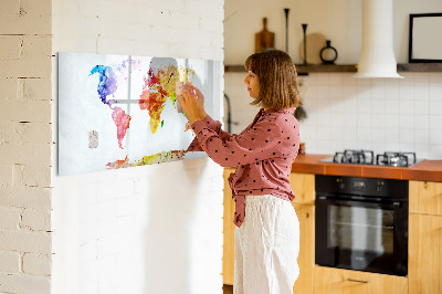 Magnettafel zum schreiben Bunte Weltkarte mit Fotos