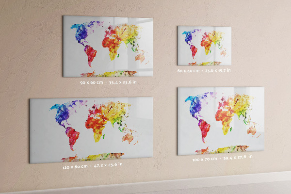 Magnettafel zum schreiben Bunte Weltkarte mit Fotos