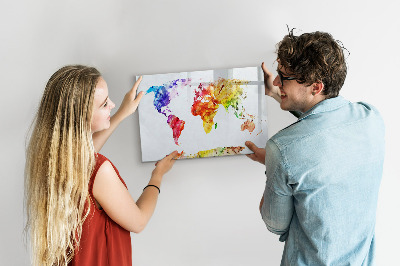 Magnettafel zum schreiben Bunte Weltkarte mit Fotos