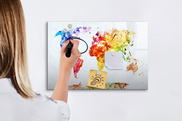 Magnettafel zum schreiben Bunte Weltkarte mit Fotos