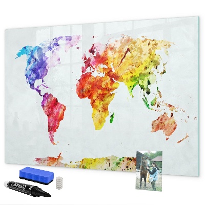Magnettafel zum schreiben Bunte Weltkarte mit Fotos