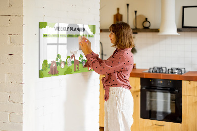 Schreib magnettafel Wochenplaner mit Waldmotiv