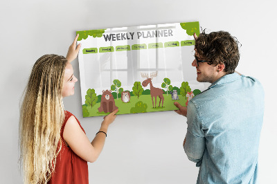 Schreib magnettafel Wochenplaner mit Waldmotiv