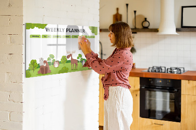 Schreib magnettafel Wochenplaner mit Waldmotiv