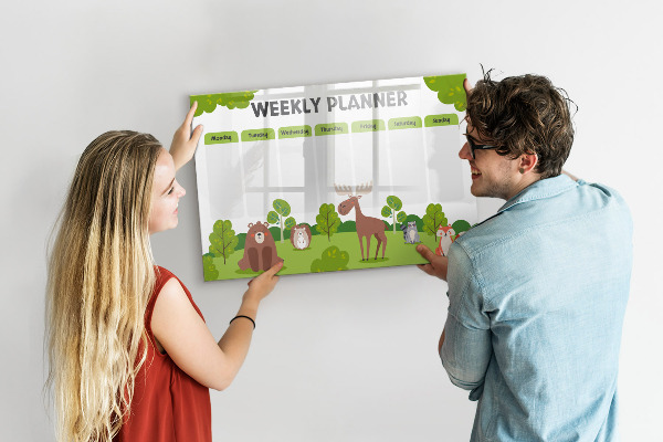 Schreib magnettafel Wochenplaner mit Waldmotiv