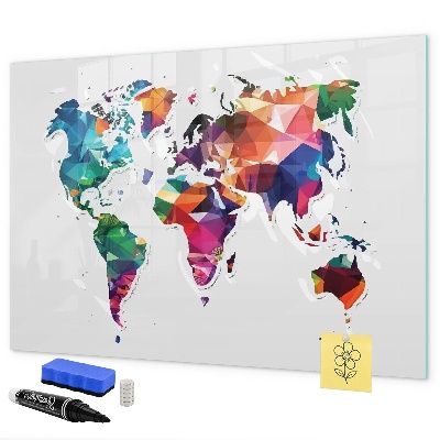 Schreib magnettafel Bunte Weltkarte mit Fotos