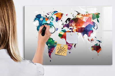 Schreib magnettafel Bunte Weltkarte mit Fotos