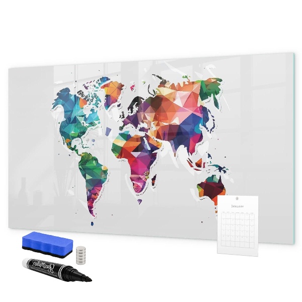 Schreib magnettafel Bunte Weltkarte mit Fotos