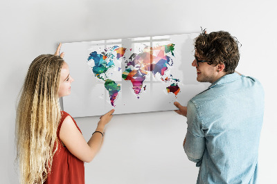 Schreib magnettafel Bunte Weltkarte mit Fotos