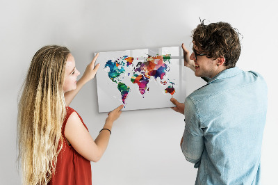 Schreib magnettafel Bunte Weltkarte mit Fotos